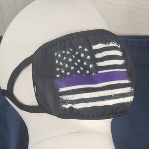 Purple White and Black Police Blue Line American Flag Light Reusable Face Mask
